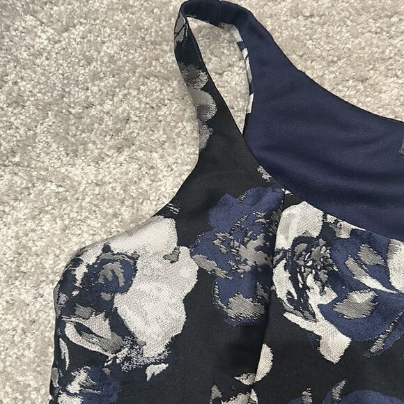 New Eva Franco for Anthropologie Blue/Silver Floral Brocade Midi Dress Sz 8 NWT - Picture 8 of 13